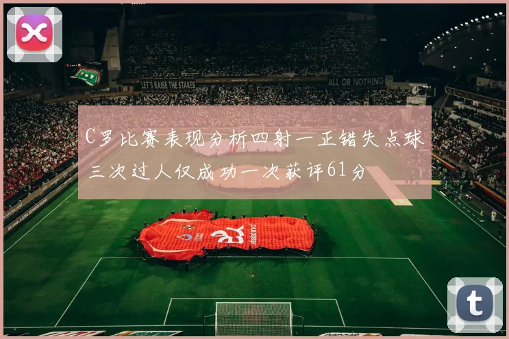 C罗比赛表现分析四射一正错失点球三次过人仅成功一次获评61分